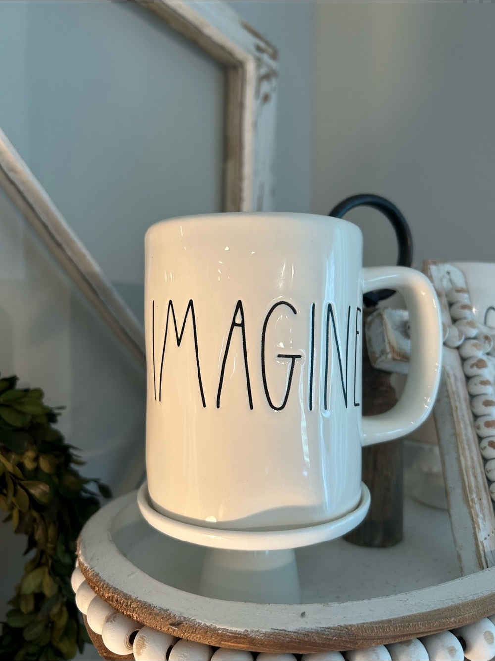 Rae Dunn White "IMAGINE" Ceramic Coffee Mug NWT